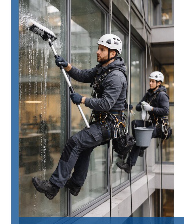 Профессиональная мойка витражей промышленными альпинистами в Ульяновске