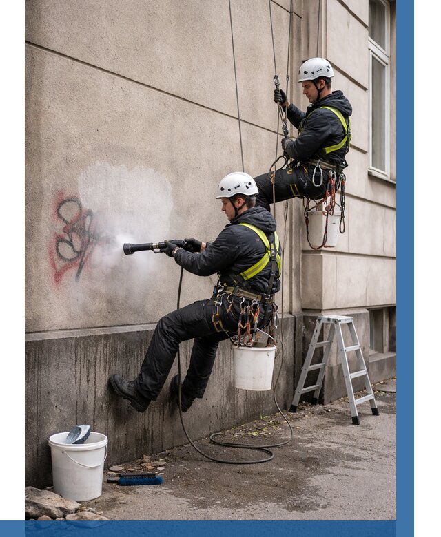 Удаление граффити с фасада в Ульяновске от 4628 р. | ВЫСОТНИК-Улн