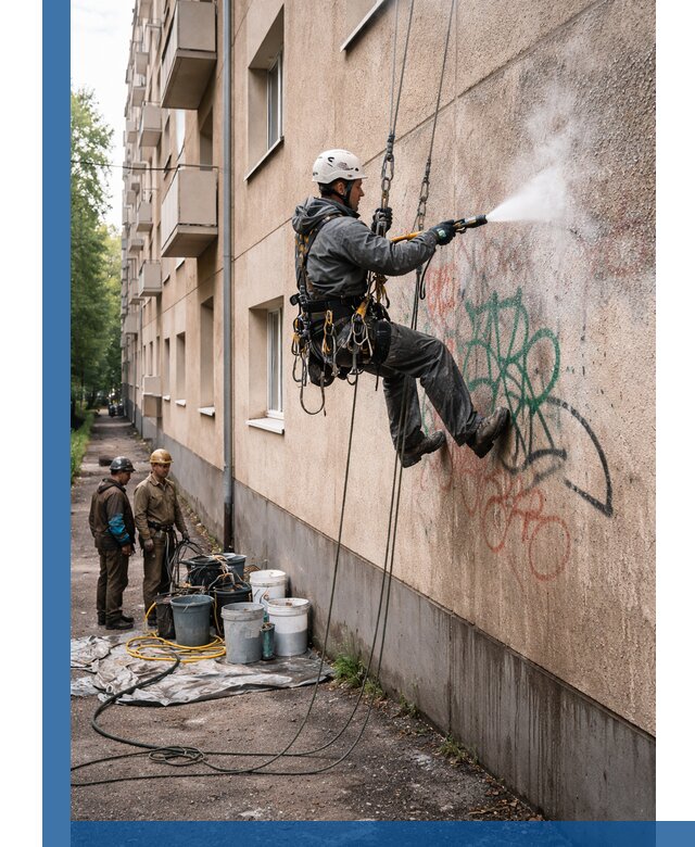 Удаление граффити с фасада в Ульяновске без следов и повреждений