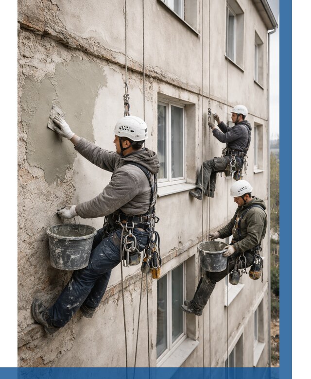 Ремонт штукатурного фасада в Ульяновске от 771 р. под ключ | ВЫСОТНИК-Улн