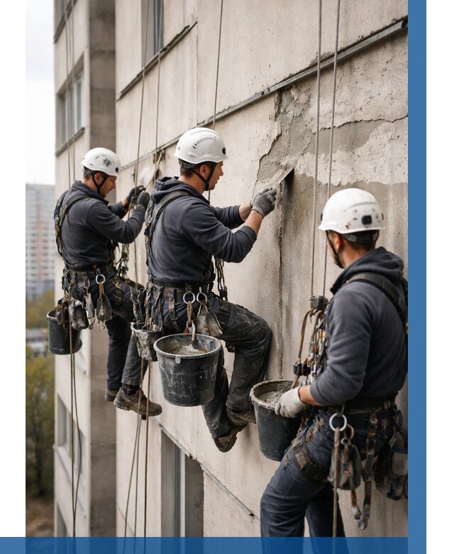 Ремонт бетонных элементов фасада в Ульяновске от 2571 р. | ВЫСОТНИК-Улн