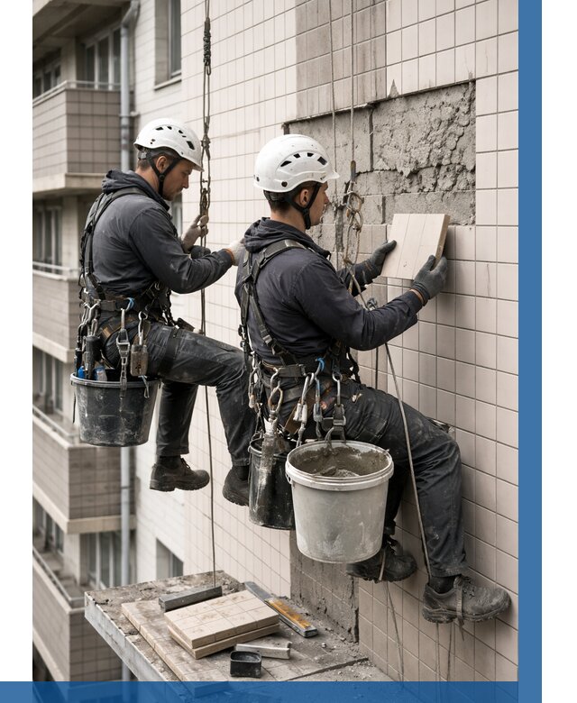 Ремонт облицовки фасада плиткой в Ульяновске от 1851 р. | ВЫСОТНИК-Улн