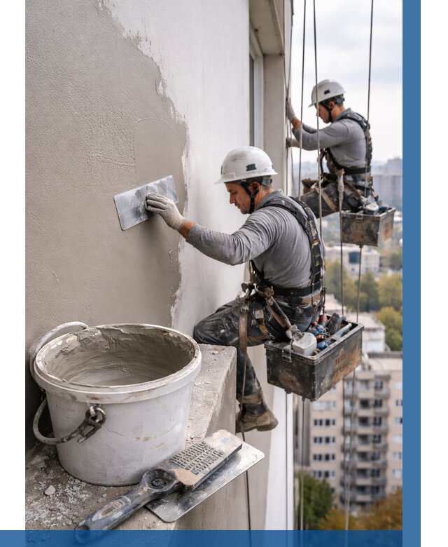 Шпаклевка фасада на высоте в Ульяновске от 720 р. | ВЫСОТНИК-Улн