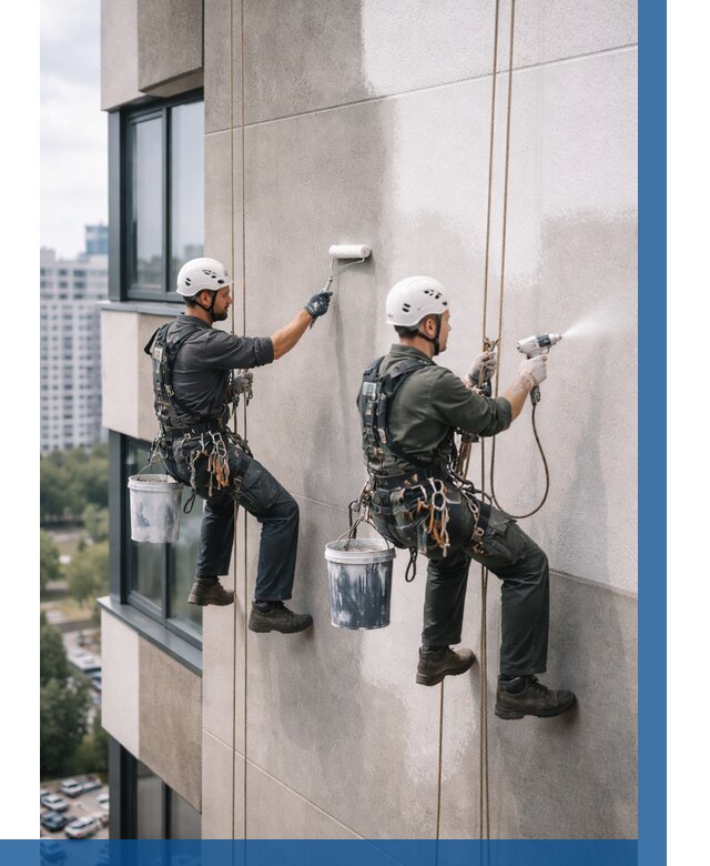 Покраска фасада альпинистами в Ульяновске от 309 р. | ВЫСОТНИК-Улн