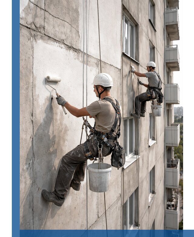 Покраска бетонного фасада в Ульяновске для жилых и промышленных объектов