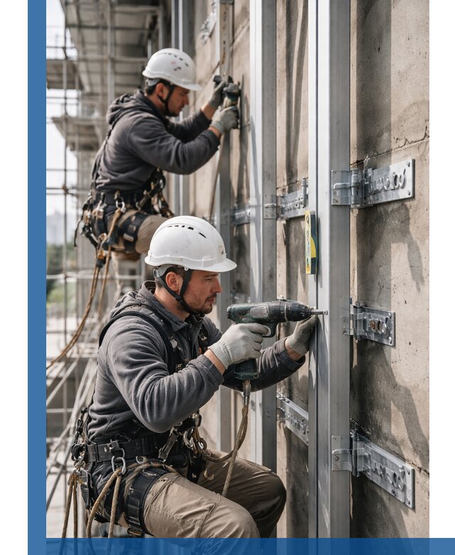 Монтаж и крепление подсистемы вентфасада в Ульяновске