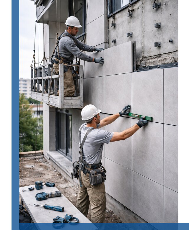 Монтаж керамогранита на фасад в Ульяновске под ключ с гарантией качества