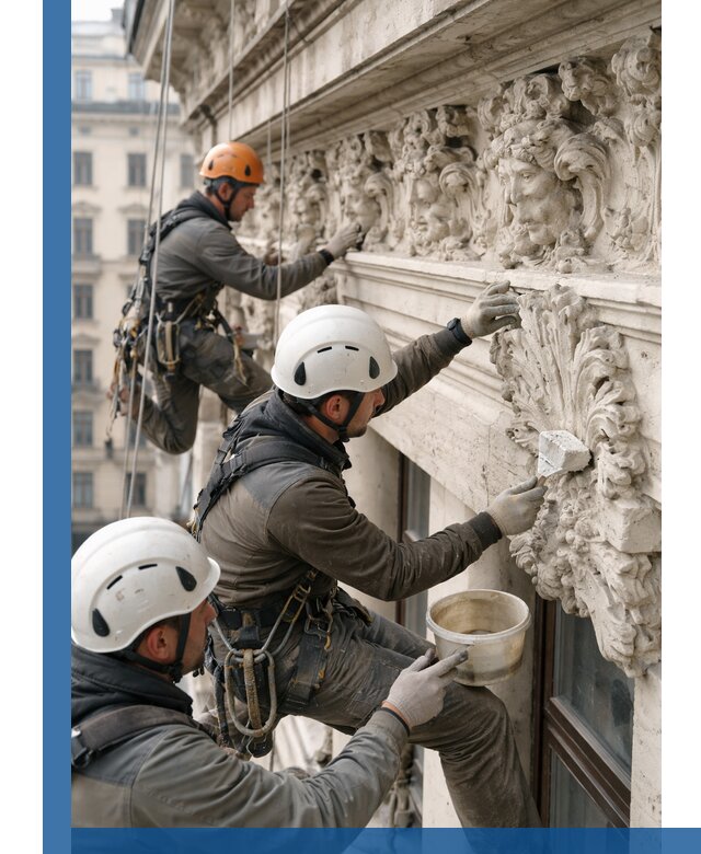 Реставрация фасадной лепнины с высотными работами в Ульяновске