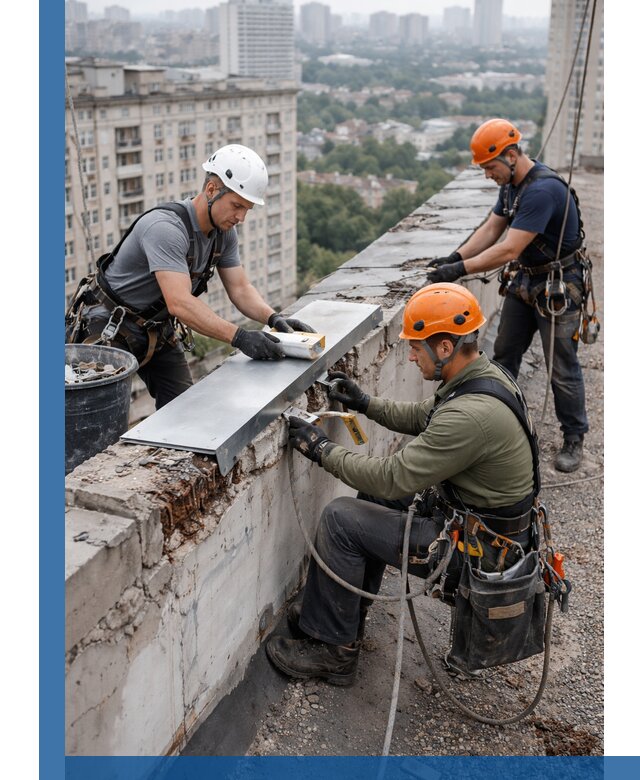 Ремонт парапета на кровле в Ульяновске, высотные работы с гарантией