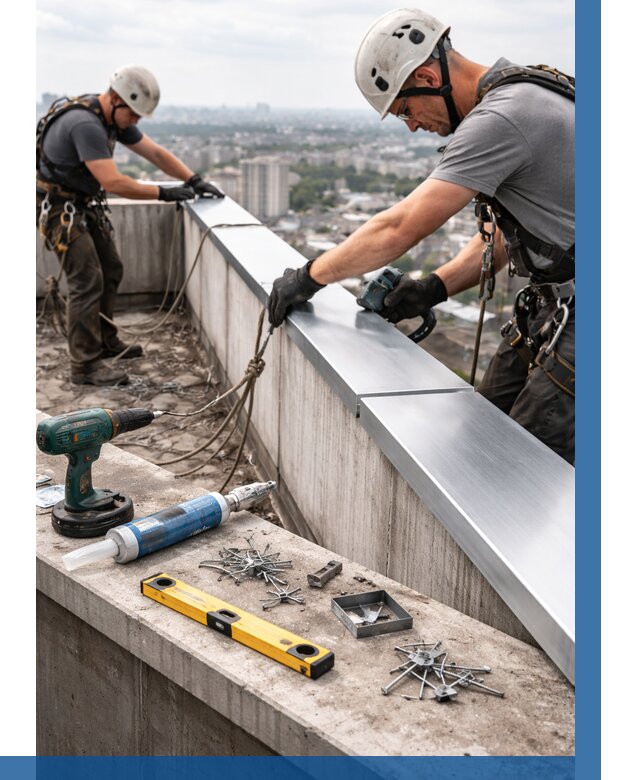 Монтаж парапетных крышек в Ульяновске от 823 р. | ВЫСОТНИК-Улн