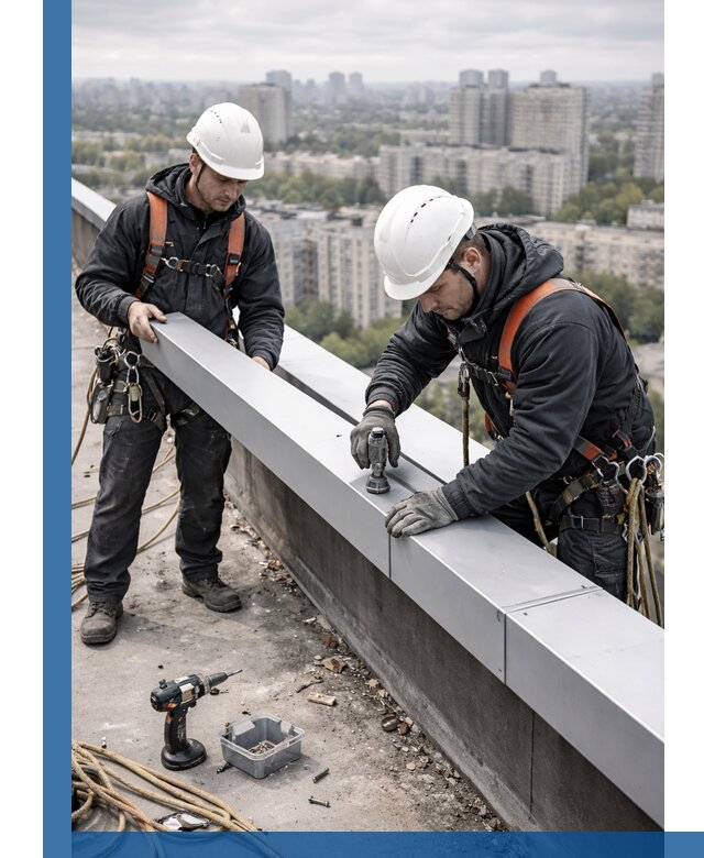 Монтаж парапетных крышек и ограждений кровли в Ульяновске