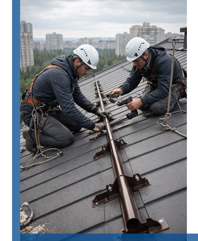 Монтаж снегозадержателей на кровле зданий в Ульяновске под ключ