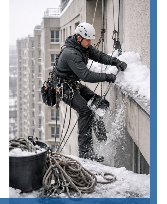 Очистка карнизов от снега в Ульяновске от 309 р. | ВЫСОТНИК-Улн