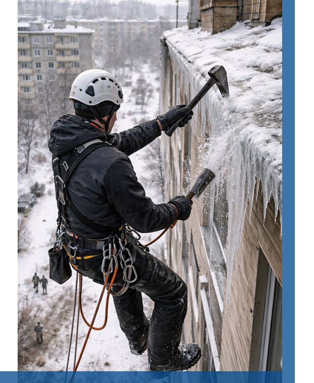 Сбивание сосулек с крыши в Ульяновске по цене от 4628 р. | ВЫСОТНИК-Улн