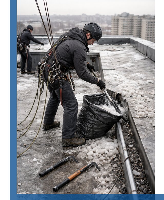 Аварийная очистка кровли в Ульяновске от промальпинистов
