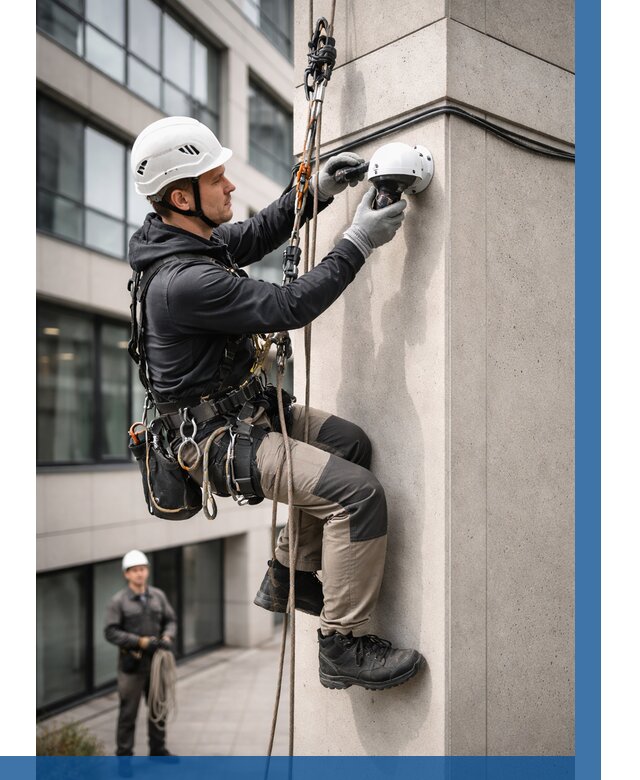 Монтаж камер видеонаблюдения на фасаде в Ульяновске от 8742 р.-ВЫСОТНИК-Улн