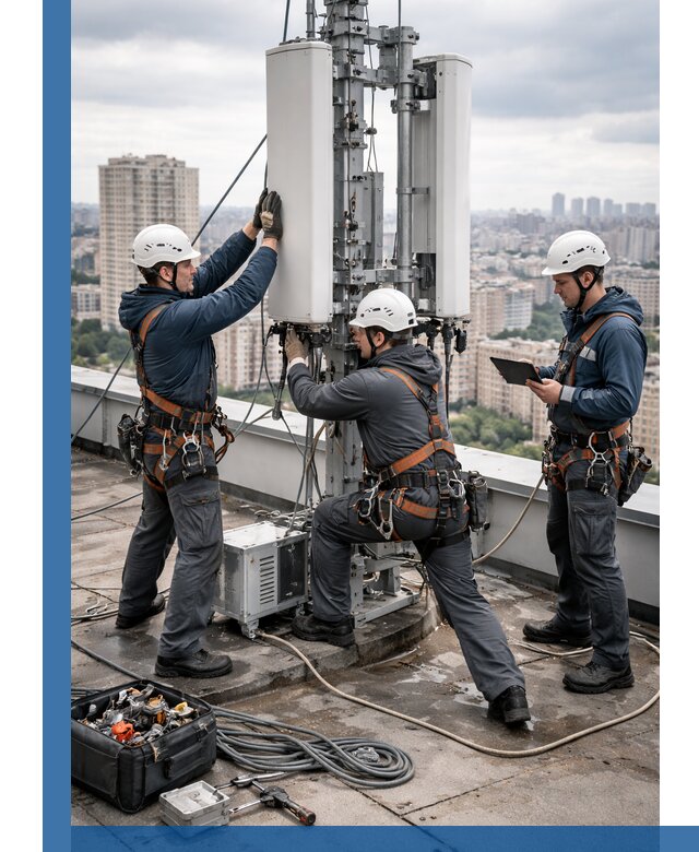 Монтаж антенн связи на крыше в Ульяновске с вводом в эксплуатацию