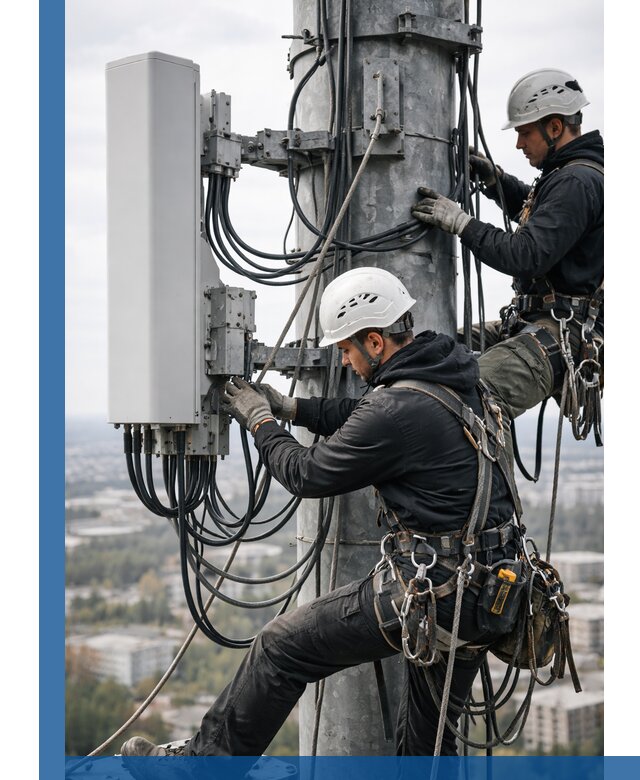 Монтаж оборудования связи на мачте в Ульяновске с пусконаладкой