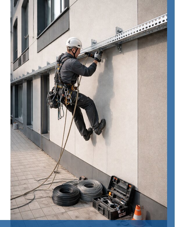 Монтаж кабельных лотков на фасаде в Ульяновске от 1234 р. | ВЫСОТНИК-Улн