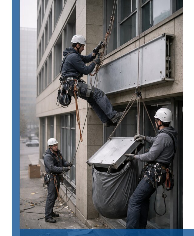 Демонтаж рекламной вывески с высотными работами в Ульяновске