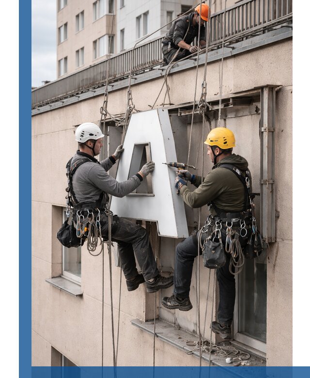 Ремонт и восстановление наружных вывесок на высоте в Ульяновске