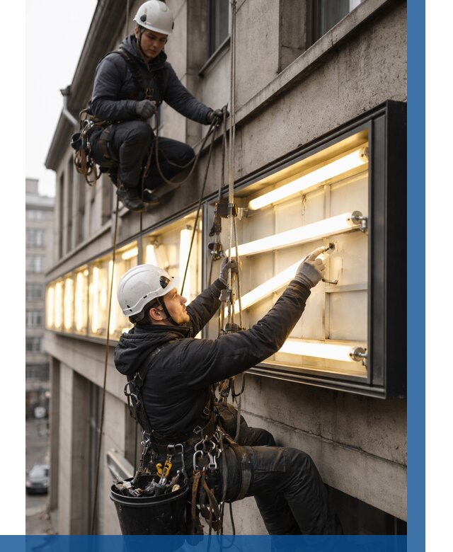 Замена ламп в вывеске в Ульяновске под ключ от 3600 р. | ВЫСОТНИК-Улн