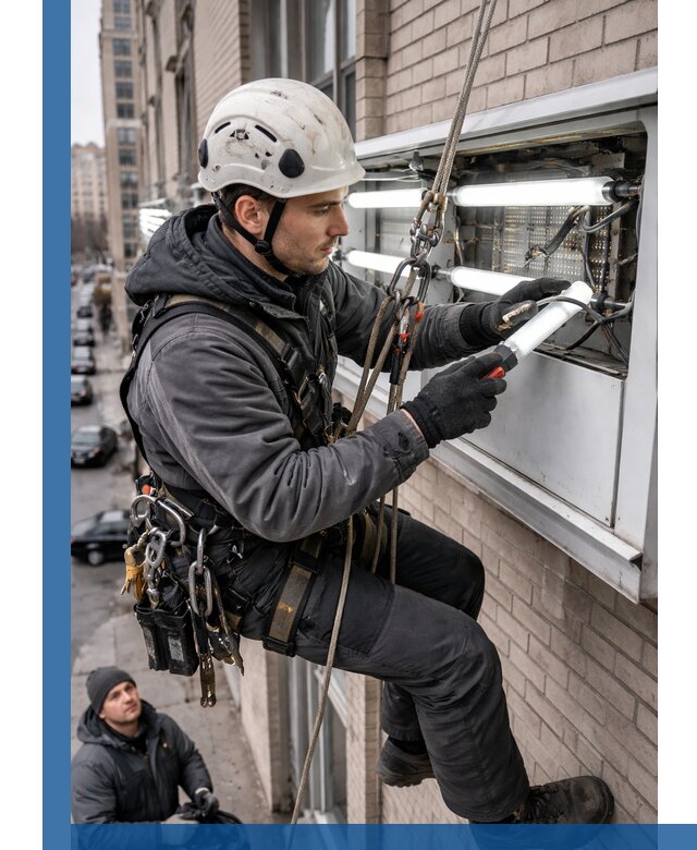 Профессиональная замена ламп в наружной вывеске в Ульяновске