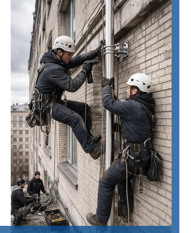 Монтаж флагштока на здании в Ульяновске от 6685 р. | ВЫСОТНИК-Улн