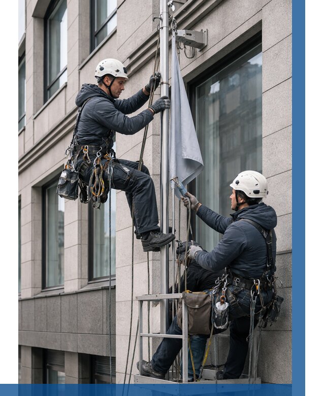 Установка флагов на фасаде в Ульяновске от 4628 р. | ВЫСОТНИК-Улн