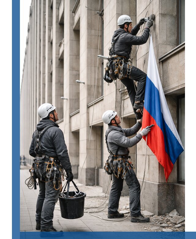 Профессиональная установка флагов на фасаде в Ульяновске