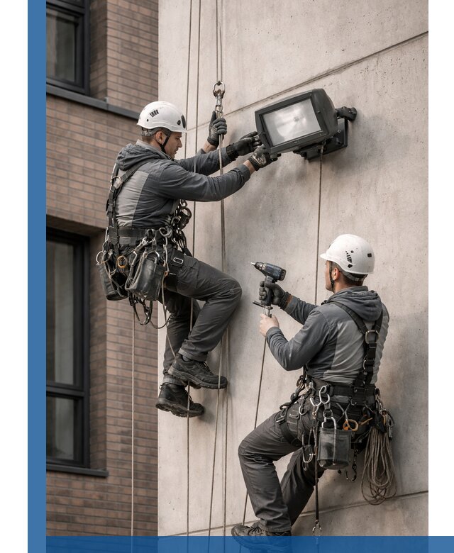 Профессиональный монтаж фасадных прожекторов в Ульяновске под ключ