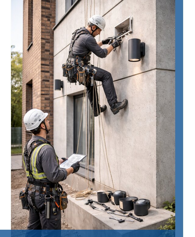 Монтаж фасадного освещения в Ульяновске от 2571 р. | ВЫСОТНИК-Улн