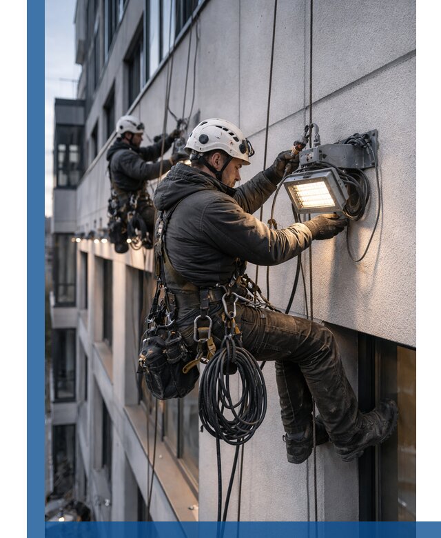 Монтаж фасадного освещения в Ульяновске установка и подключение