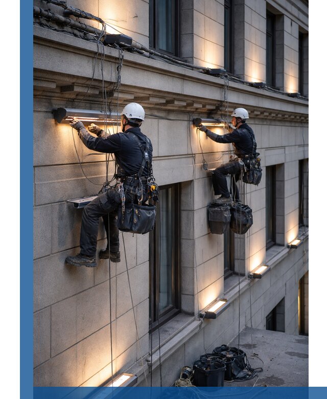 Монтаж архитектурной подсветки фасадов зданий в Ульяновске