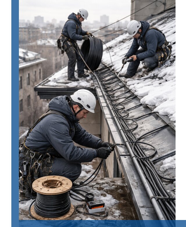Монтаж греющего кабеля на кровле в Ульяновске под ключ
