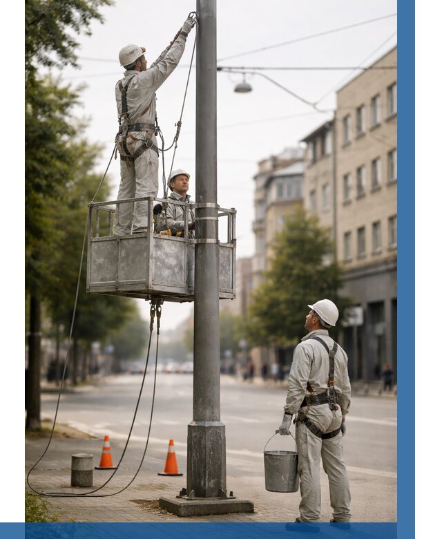 Покраска опор освещения в Ульяновске от 5143 р. | ВЫСОТНИК-Улн