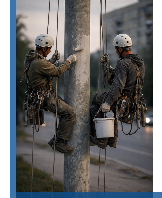 Покраска опор освещения и антикоррозийная защита в Ульяновске