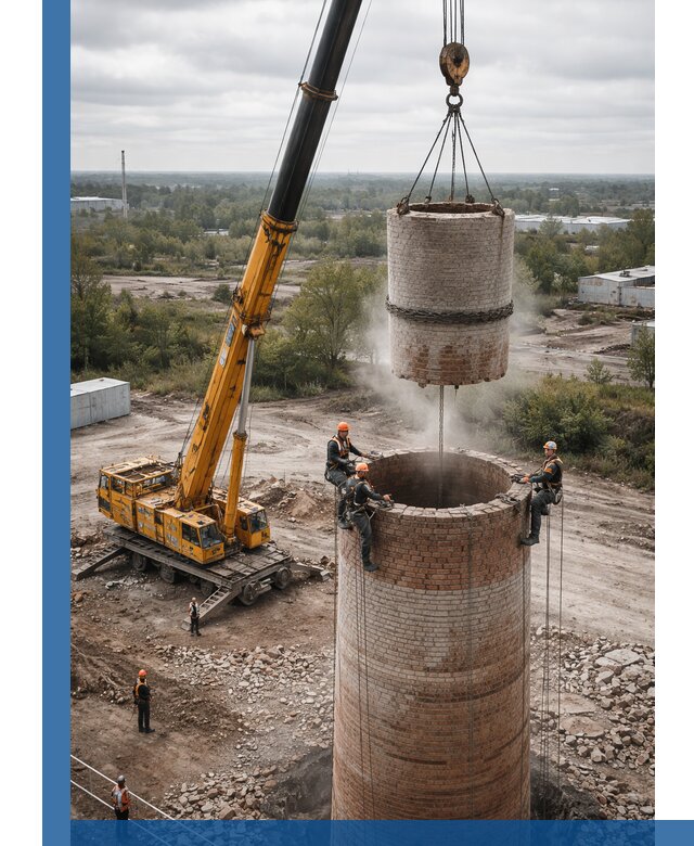 Демонтаж дымовой трубы в Ульяновске с гарантиями безопасности