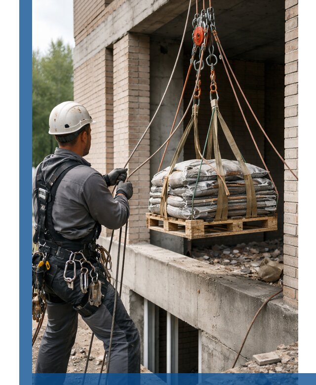 Подъем материалов на этаж веревками в Ульяновске оперативно