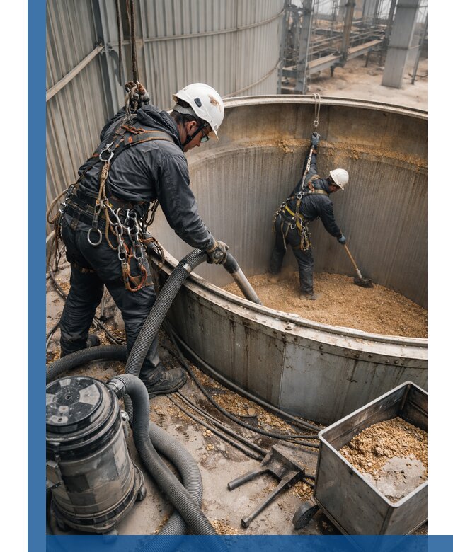 Профессиональная чистка зерновых бункеров в Ульяновске с выездом