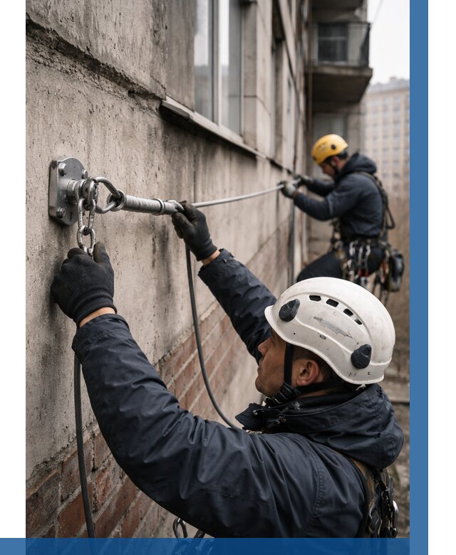 Монтаж анкерных линий в Ульяновске от 3086 р. | ВЫСОТНИК-Улн