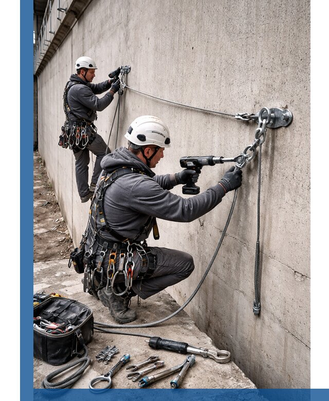 Монтаж анкерных линий высотной безопасности в Ульяновске