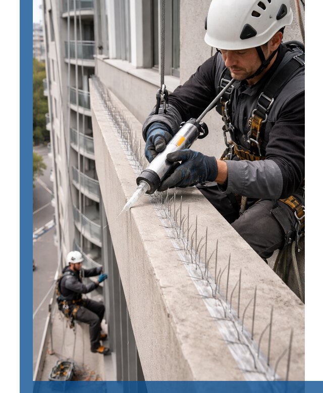 Установка шипов от птиц на фасадах и кровлях в Ульяновске